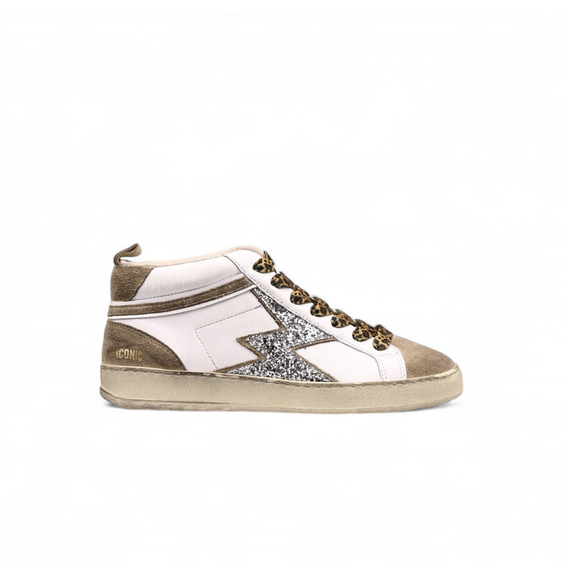 ICONIC MID SNEAKER WITH GLITTER LOGO