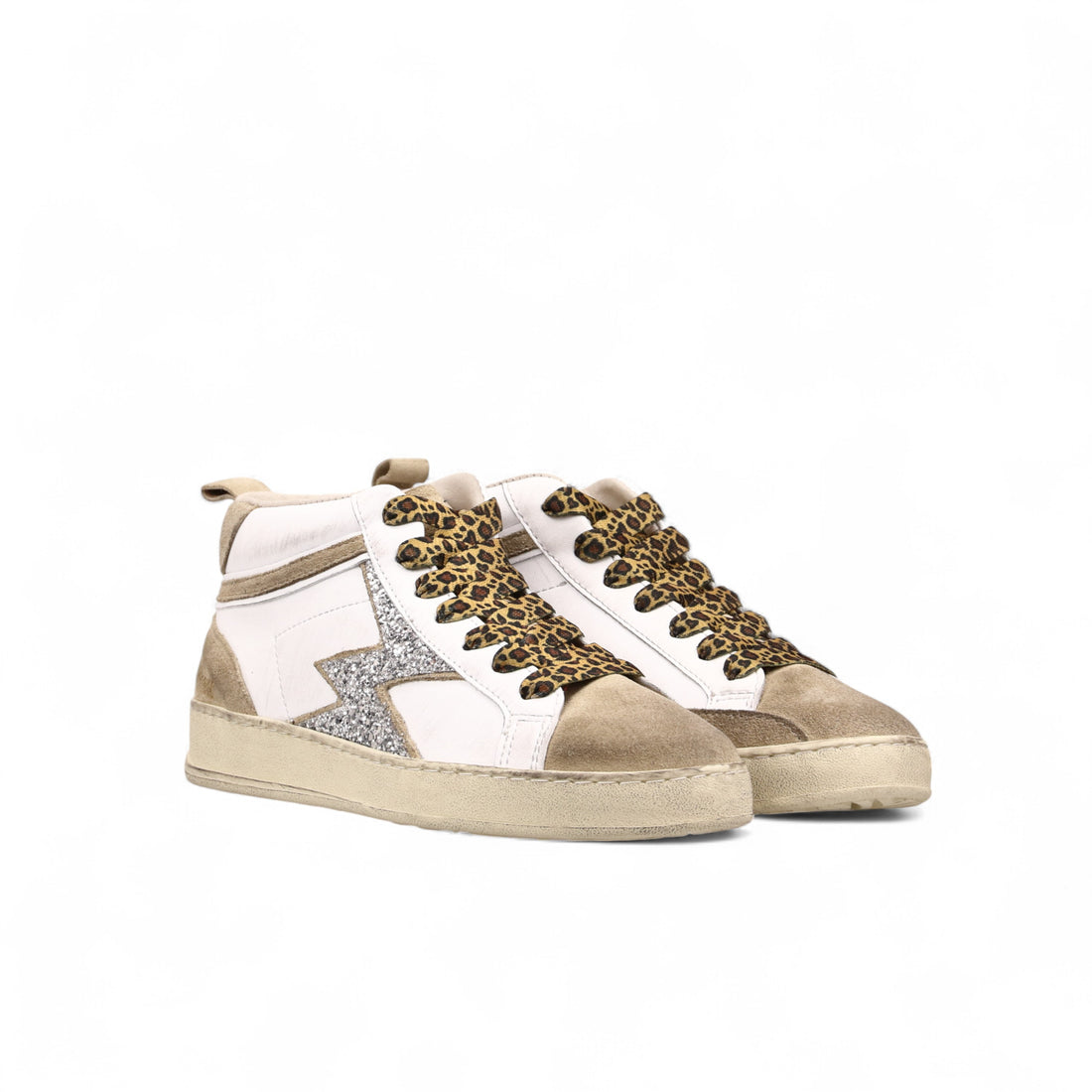 ICONIC MID SNEAKER WITH GLITTER LOGO