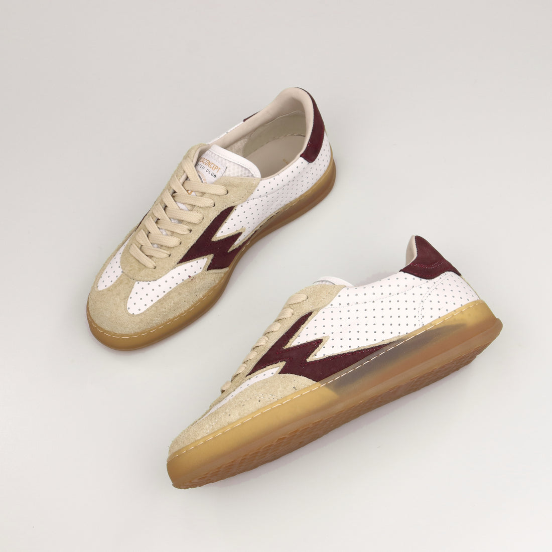 Sneaker Club Pelle Traforata Logo Bordeaux