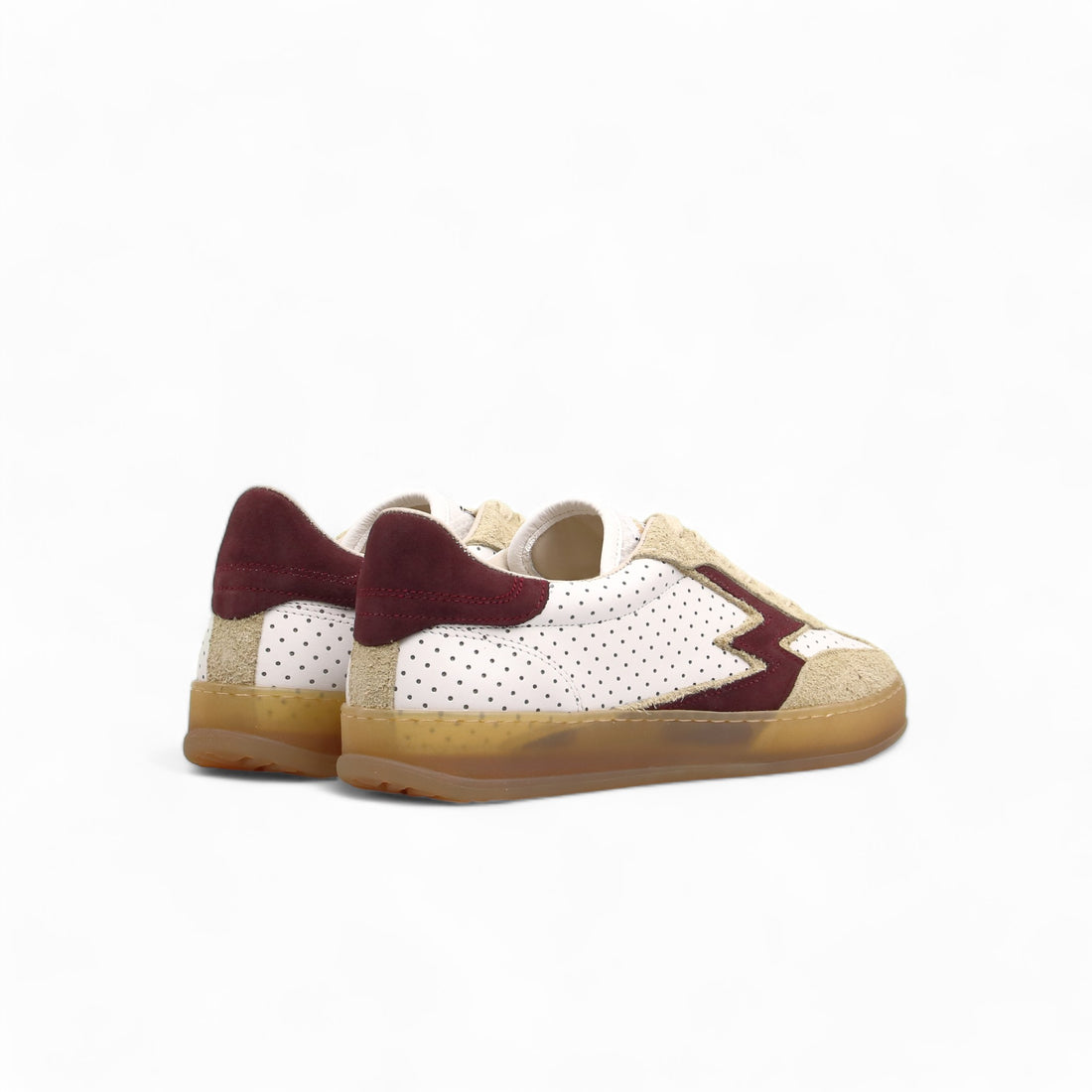 Sneaker Club Pelle Traforata Logo Bordeaux