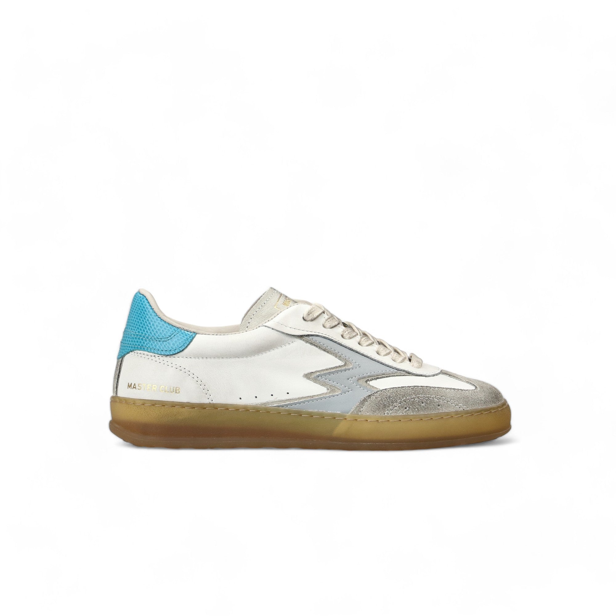 SNEAKER CLUB BIANCO STAMPA RETTILE TURCHESE
