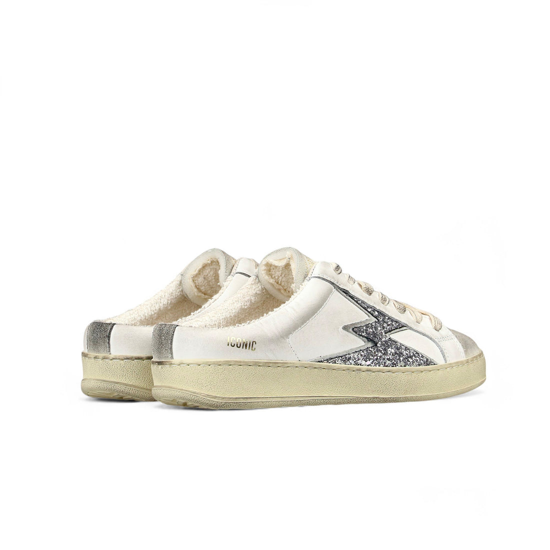 Sneaker Iconic Mule Bianco Logo Glitter