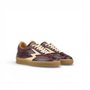 SNEAKER CLUB IN PELLE STAMPA RETTILE MELANZANA CON DETTAGLIO BURRO
