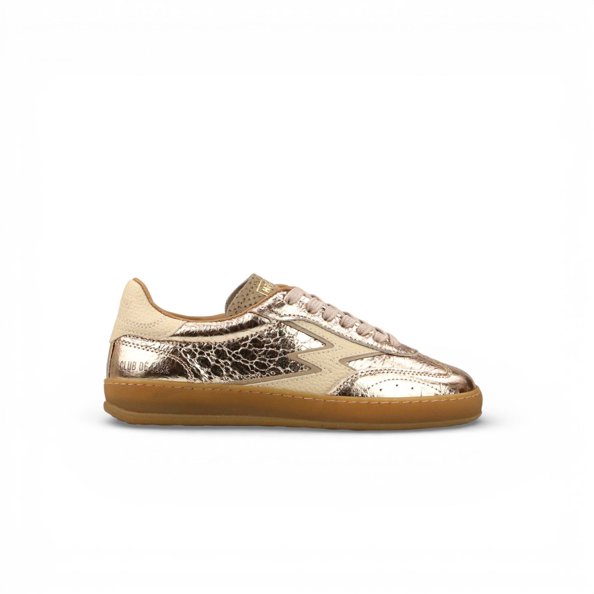 SNEAKER CLUB IN PELLE LAMINATA EFFETTO STROPICCIATO PLATINO