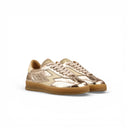 SNEAKER CLUB IN PELLE LAMINATA EFFETTO STROPICCIATO PLATINO