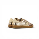SNEAKER CLUB IN PELLE LAMINATA EFFETTO STROPICCIATO PLATINO