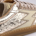 SNEAKER CLUB IN PELLE LAMINATA EFFETTO STROPICCIATO PLATINO
