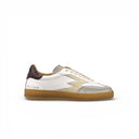 SNEAKER CLUB IN PELLE BIANCO OTTICO CON DETTAGLIO IN RETTILE MELANZANA