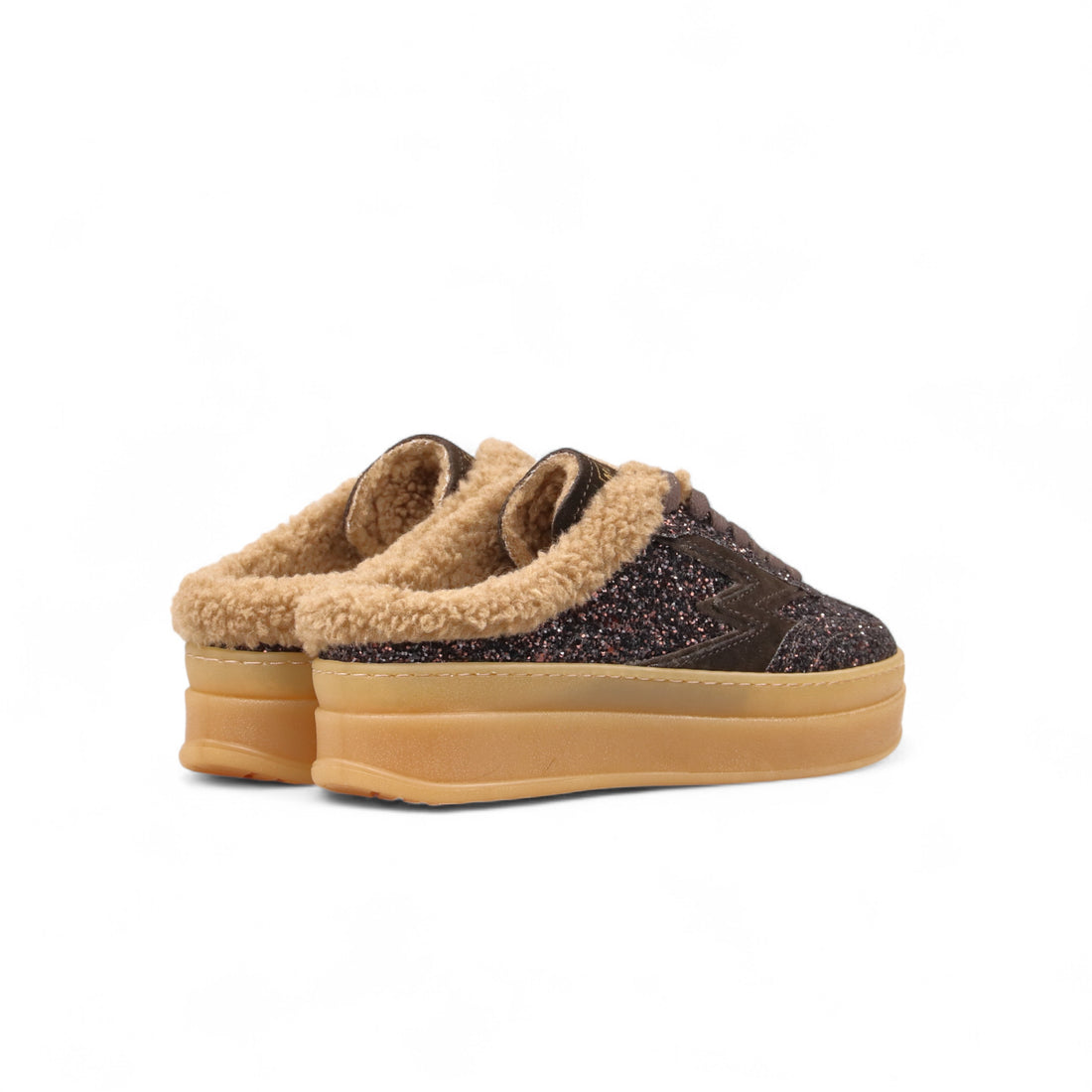 SNEAKER DOUBLE CLUB MULE GLITTER CIOCCOLATO