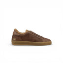SNEAKER ICONIC CIOCCOLATO IN PELLE CON LOGO TRAFORATO E FODERA IN PELLIC