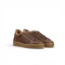 SNEAKER ICONIC CIOCCOLATO IN PELLE CON LOGO TRAFORATO E FODERA IN PELLIC