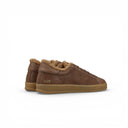 SNEAKER ICONIC CIOCCOLATO IN PELLE CON LOGO TRAFORATO E FODERA IN PELLIC