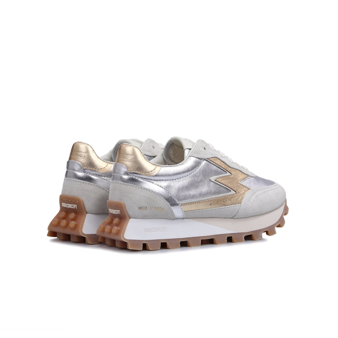 Silver Open Sneaker with laminated details