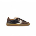 SNEAKER CLUB IN PELLE NERA CON DETTAGLI MARRONI