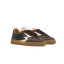 SNEAKER CLUB IN PELLE NERA CON DETTAGLI MARRONI