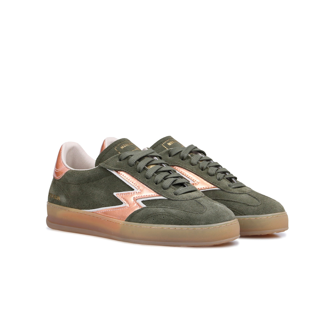 Army green Club sneaker with laminated details