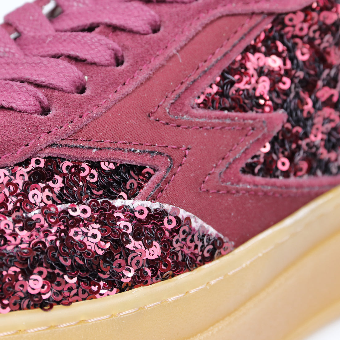 SNEAKER DOUBLE CLUB GLITTER BORDEAUX