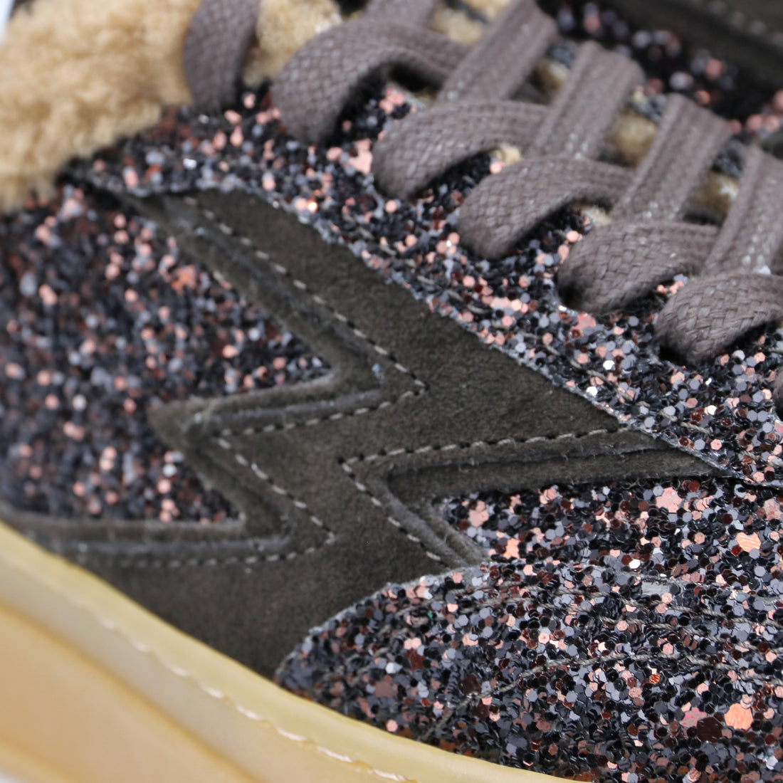 SNEAKER DOUBLE CLUB MULE GLITTER CIOCCOLATO
