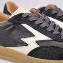 SNEAKER CLUB PELLE NERO CON CUCITURE A CONTRASTO