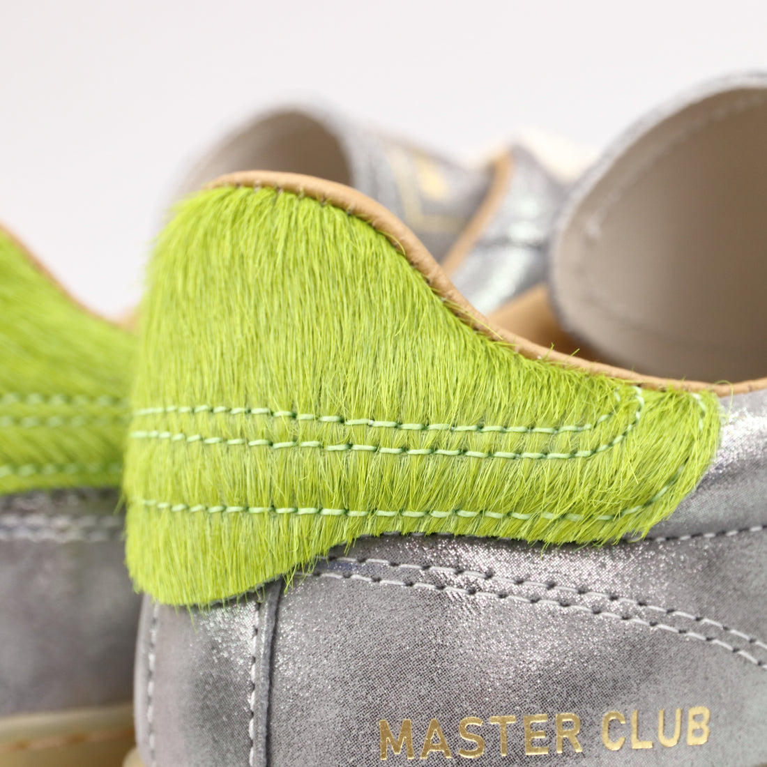 SNEAKER CLUB PELLE LAMINATA ARGENTO E CAVALLINO