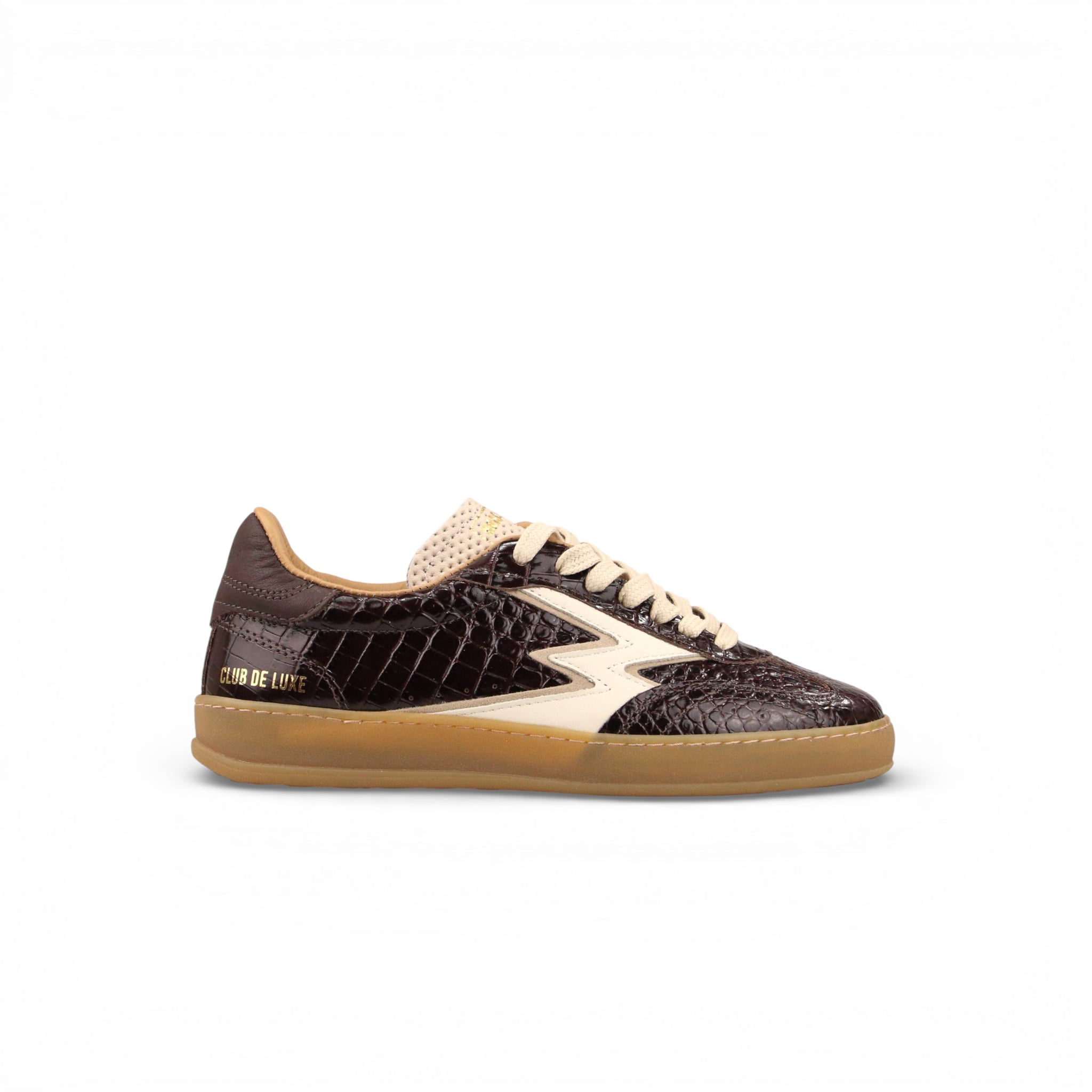 SNEAKER CLUB IN PELLE STAMPA COCCO COLOR CIOCCOLATO