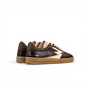SNEAKER CLUB IN PELLE STAMPA COCCO COLOR CIOCCOLATO